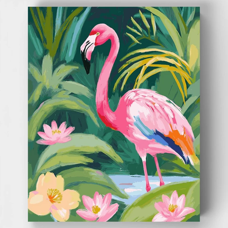 "Flamingo Elegance in Pink" Paint by Numbers Kit