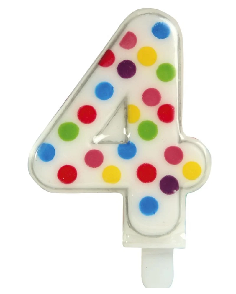 Zahlenkerze Konfetti Nr. 4 (6,5cm)