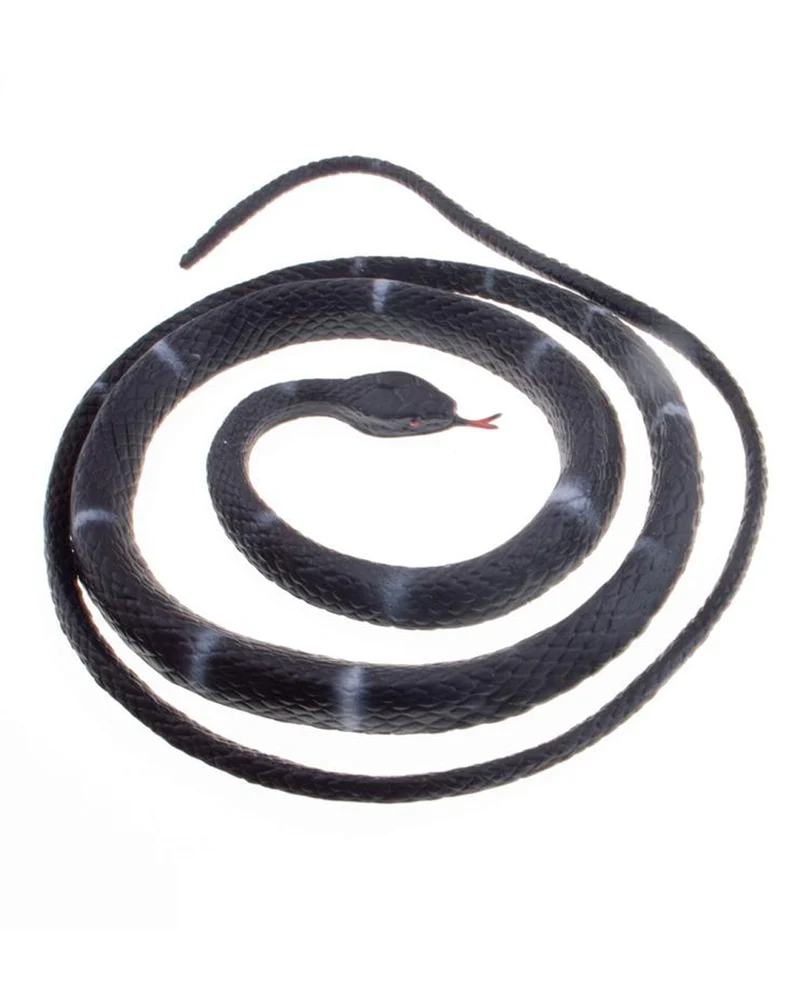 Schwarze Schlange aus Gummi 80cm
