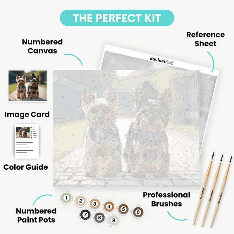 Yorkshire Terrier Duo Portrait - Paint by Numbers Kit