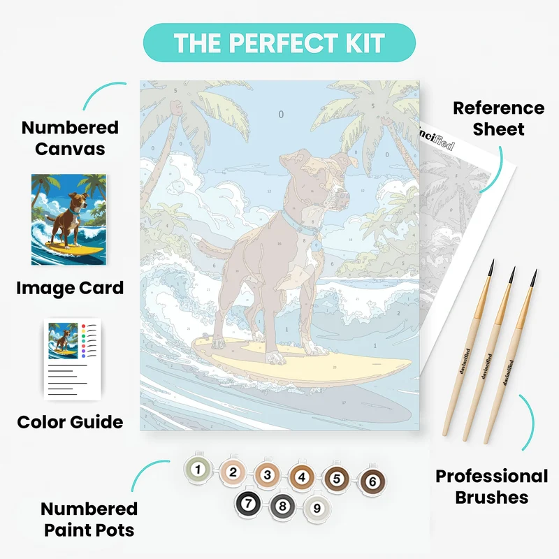 Surfing Dog Paradise - Paint by Numbers Kit
