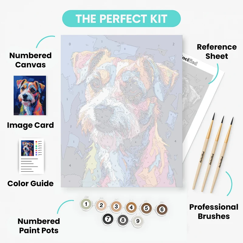 Colorful Terrier Dog Portrait - Paint by Numbers Kit