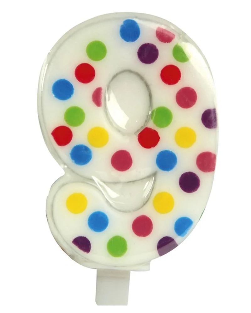 Zahlenkerze Konfetti Nr. 9 (6,5cm)