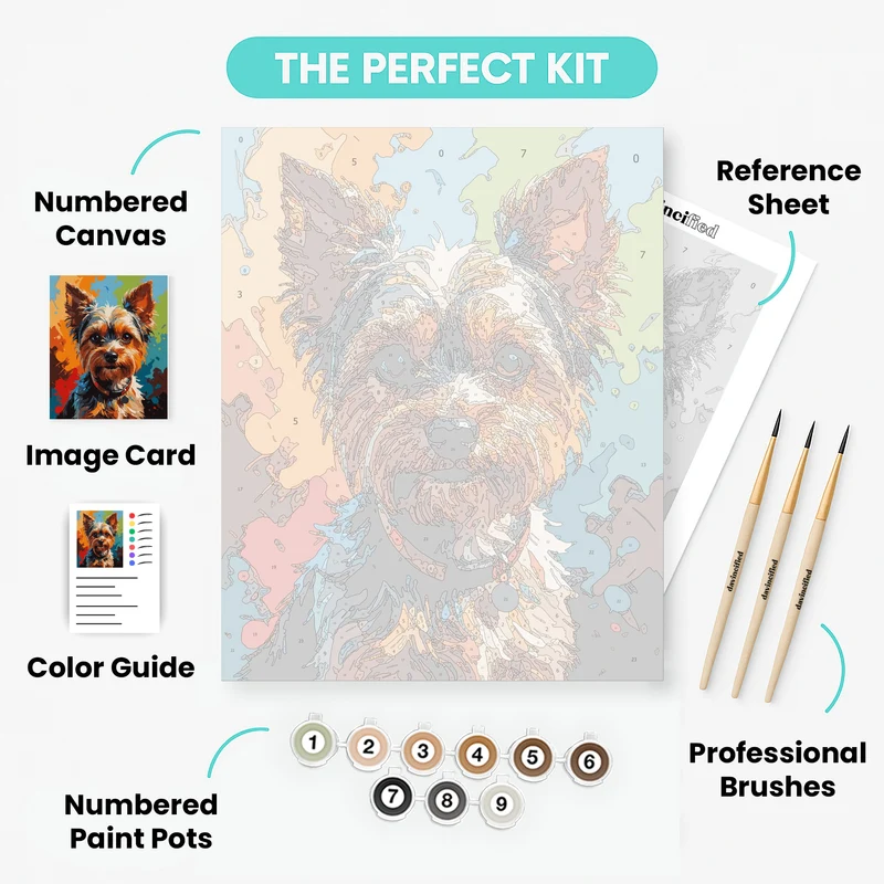 Colorful Yorkshire Terrier Portrait - Paint by Numbers Kit