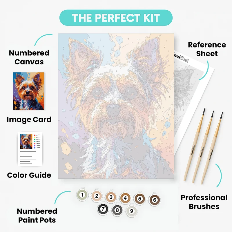 Vibrant Yorkshire Terrier Portrait - Paint by Numbers Kit