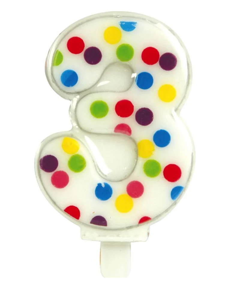Zahlenkerze Konfetti Nr. 3 (6,5cm)
