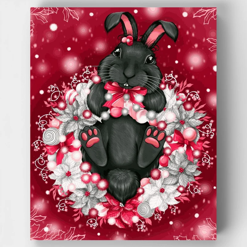 "Christmas bunny" Paint by Numbers Kit