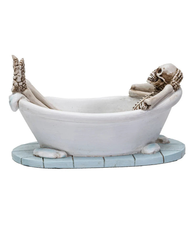 Skelett Figur in Badewanne