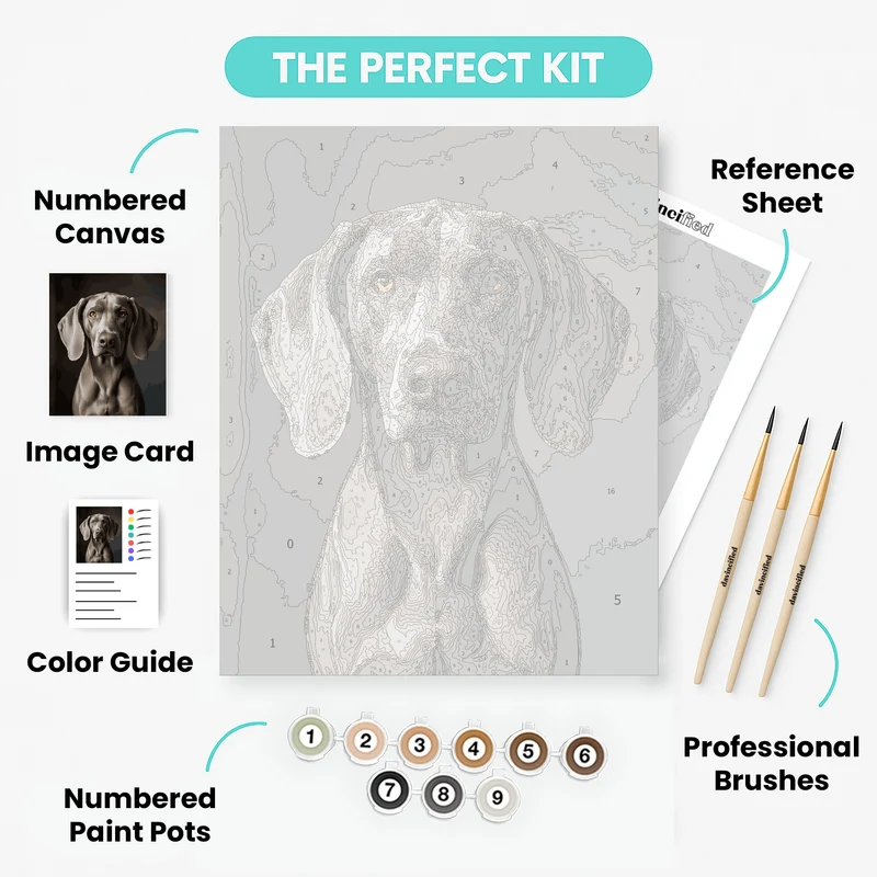 Noble Weimaraner with Golden Eyes - Paint by Numbers Kit