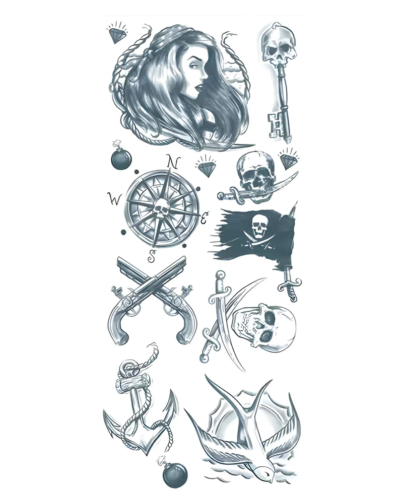 Piraten Motiv Klebetattoo Set