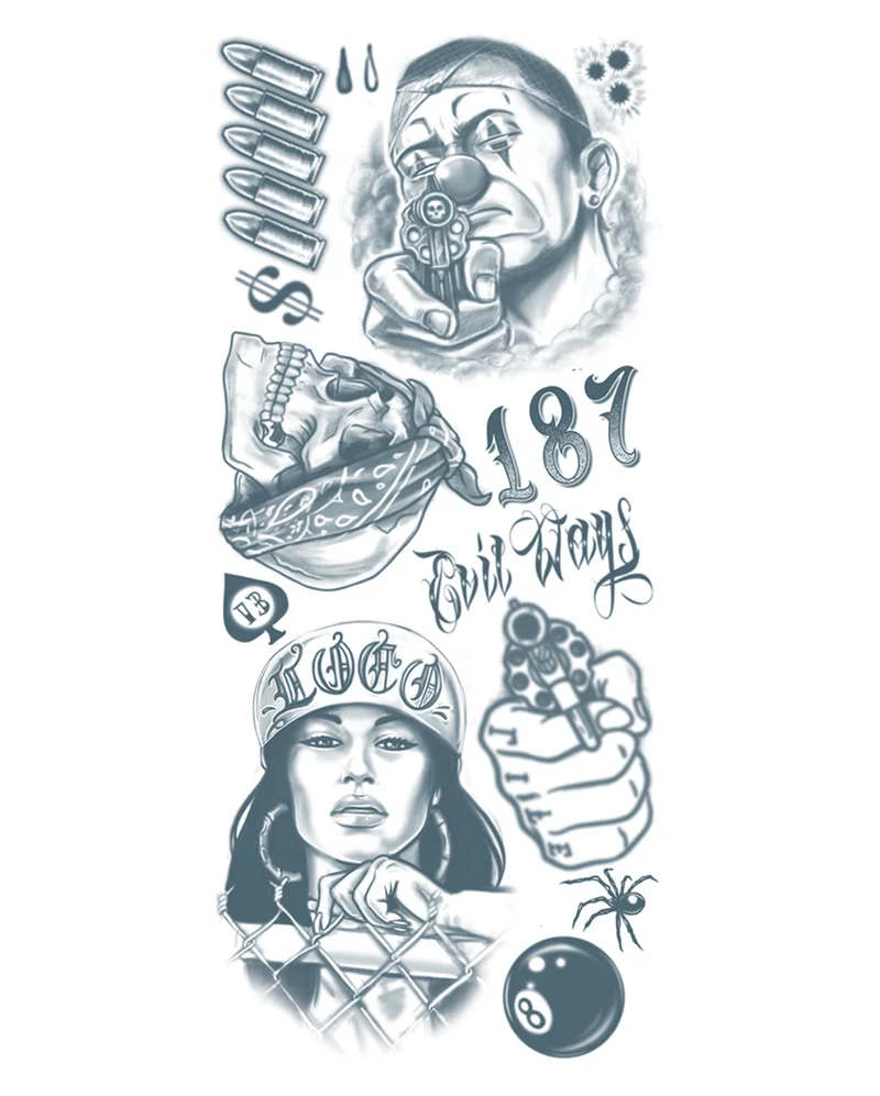 Gangster Motiv Klebetattoo Set
