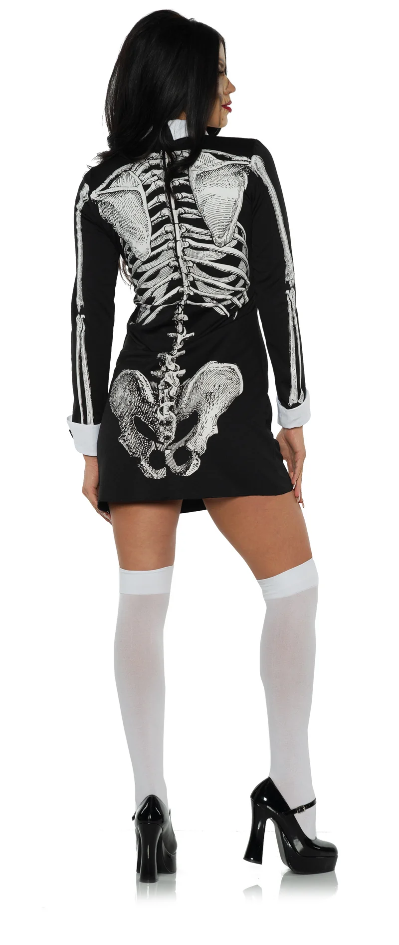 Langärmliges Skelett Minikleid mit Kragen