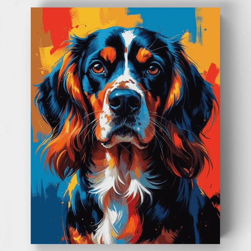 Colorful Spaniel Portrait - Paint by Numbers Kit