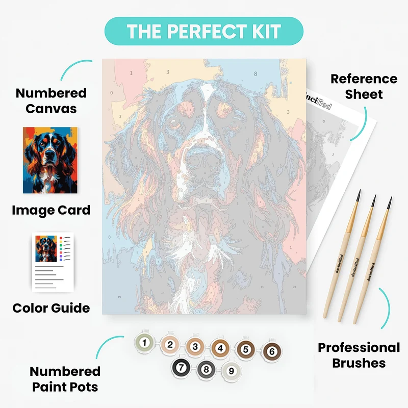 Colorful Spaniel Portrait - Paint by Numbers Kit