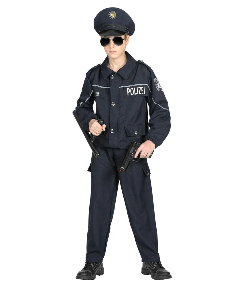 Streifenpolizist Kostüm für Kinder Blau
