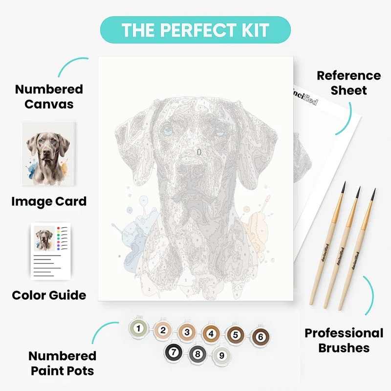Watercolor Weimaraner with Blue Eyes - Paint by Numbers Kit