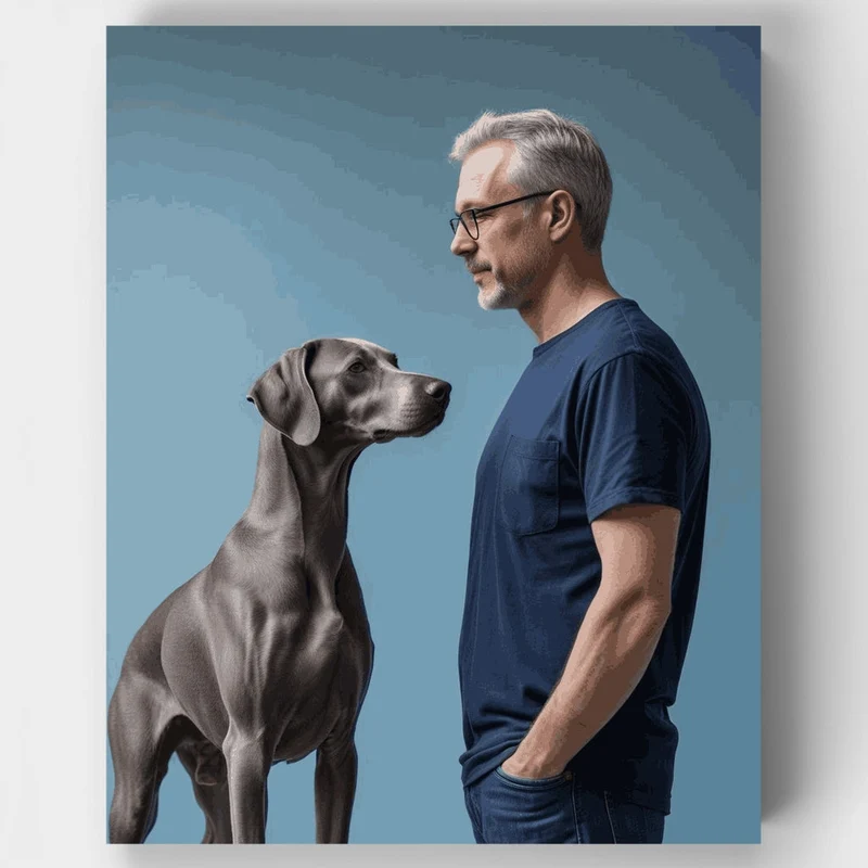 Man and Weimaraner Portrait - Paint by Numbers Kit