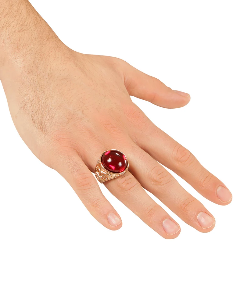 Goldener Vampir Ring mit Rubinrotem Stein