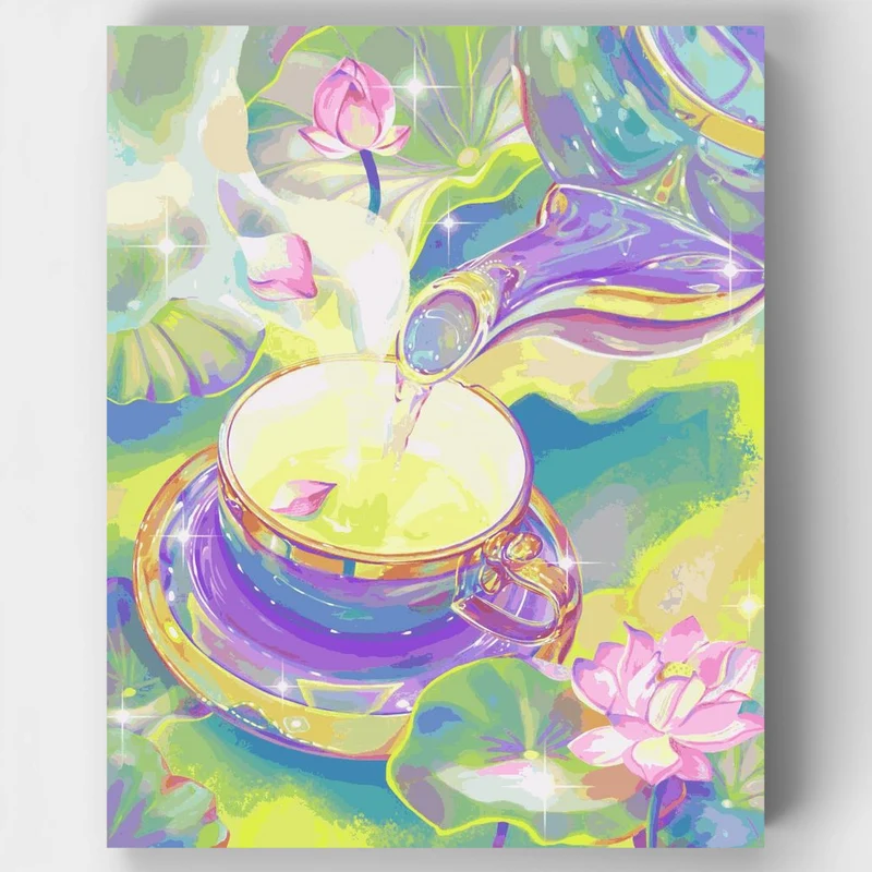 "Sparkling Lotus Tea 02" Paint by Numbers Kit