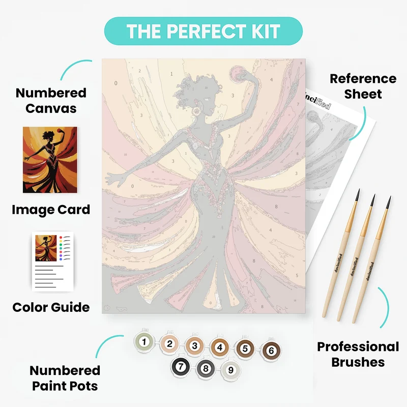 Dancing African Woman in Vibrant Colors - Paint by Numbers Kit