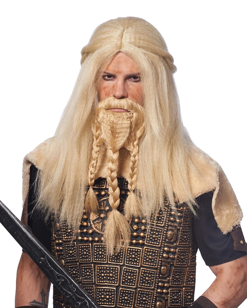 Blonde Vikinger Perücke mit Bart