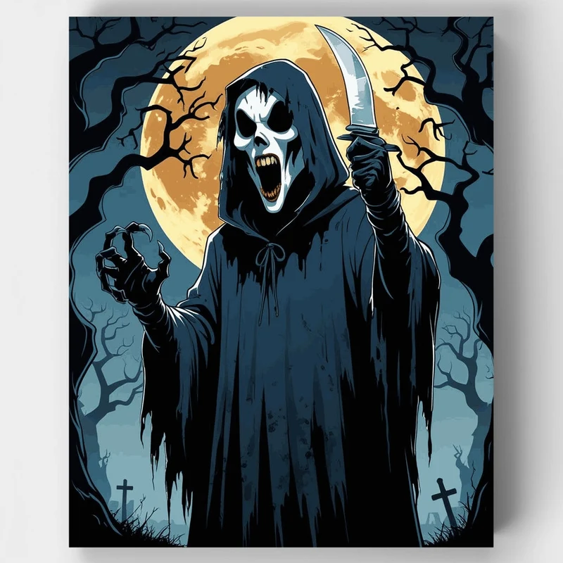 Grim Reaper Halloween Scene - Paint by Numbers Kit