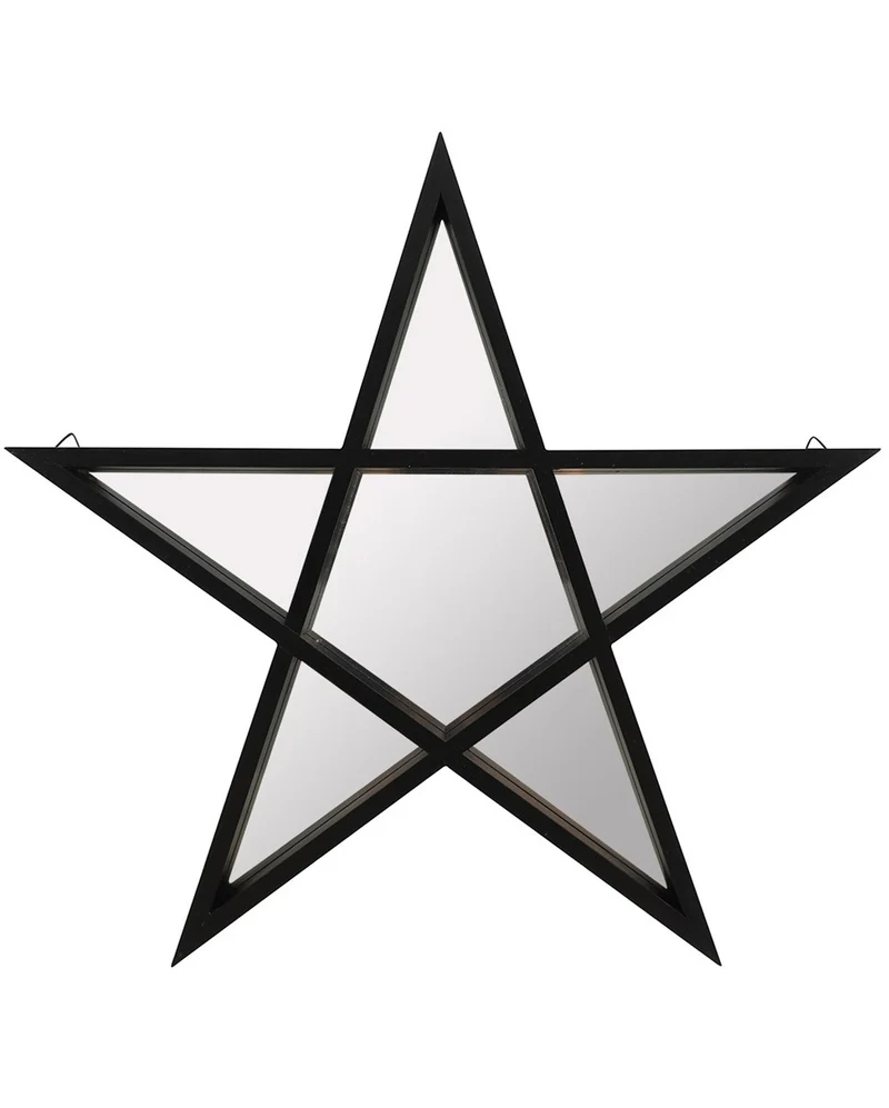 Schwarzer Pentagramm Spiegel 40cm