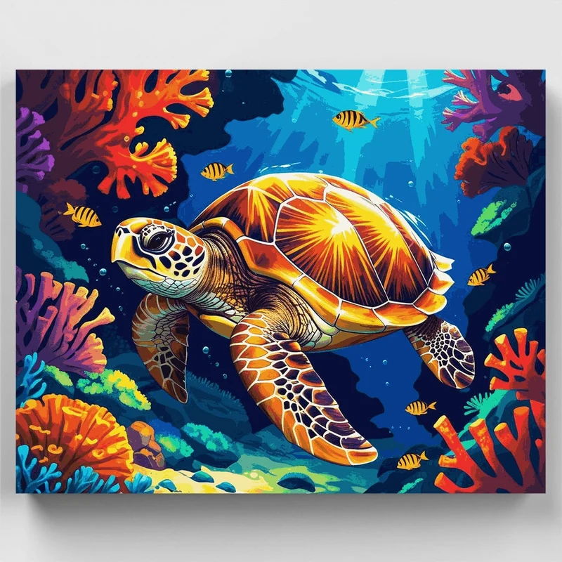Sea Turtle Coral Reef Adventure - Paint by Numbers Kit
