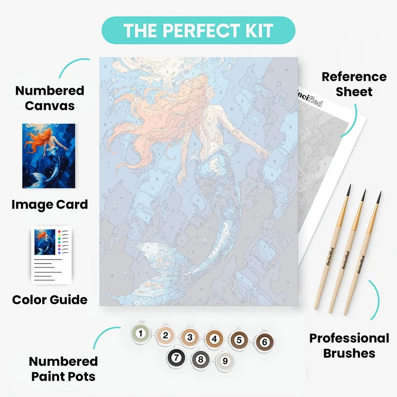 Enchanting Mermaid Swimming Underwater - Paint by Numbers Kit