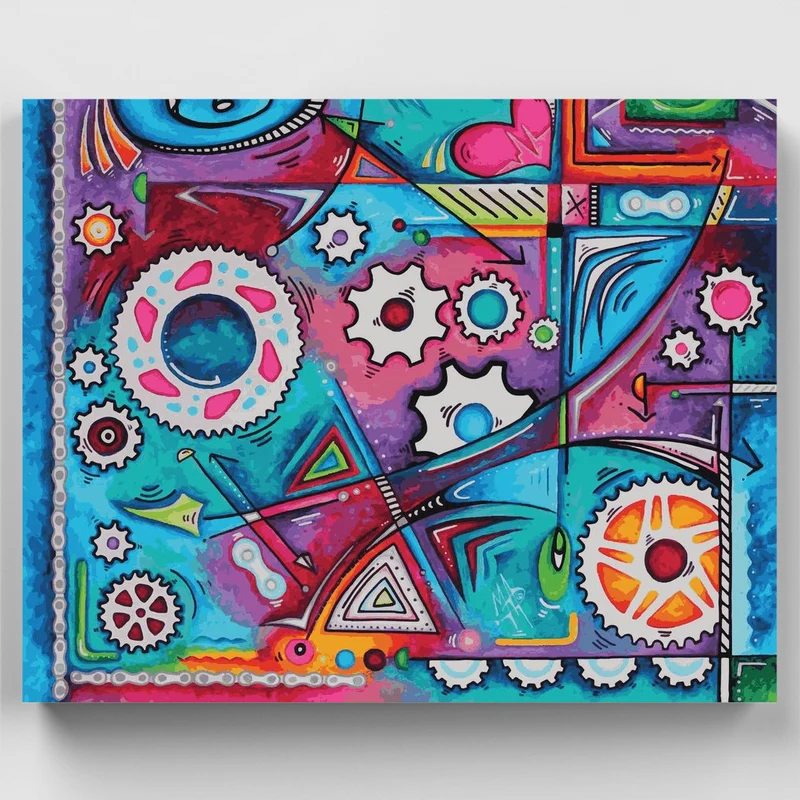 "The Geared Life Colorful Abstract" Paint by Numbers Kit