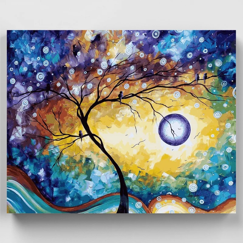 "Purple Reign Abstract Landscape Tree" Paint by Numbers Kit