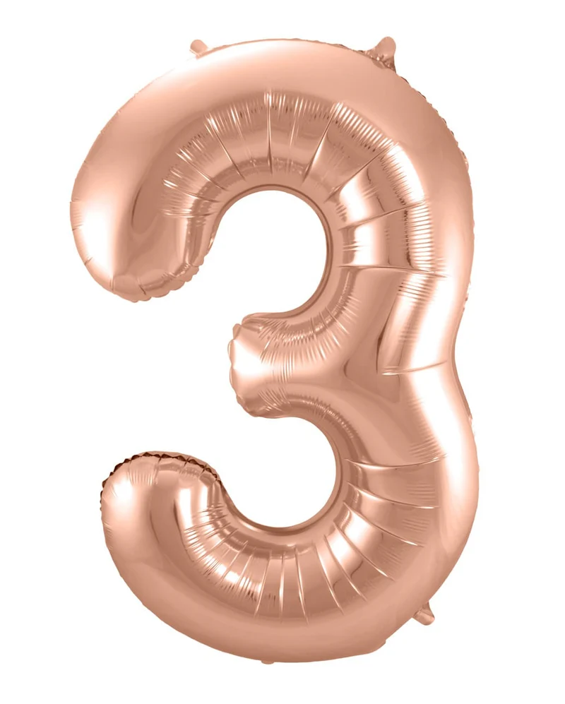 Folienballon Zahl 3 Rose Gold