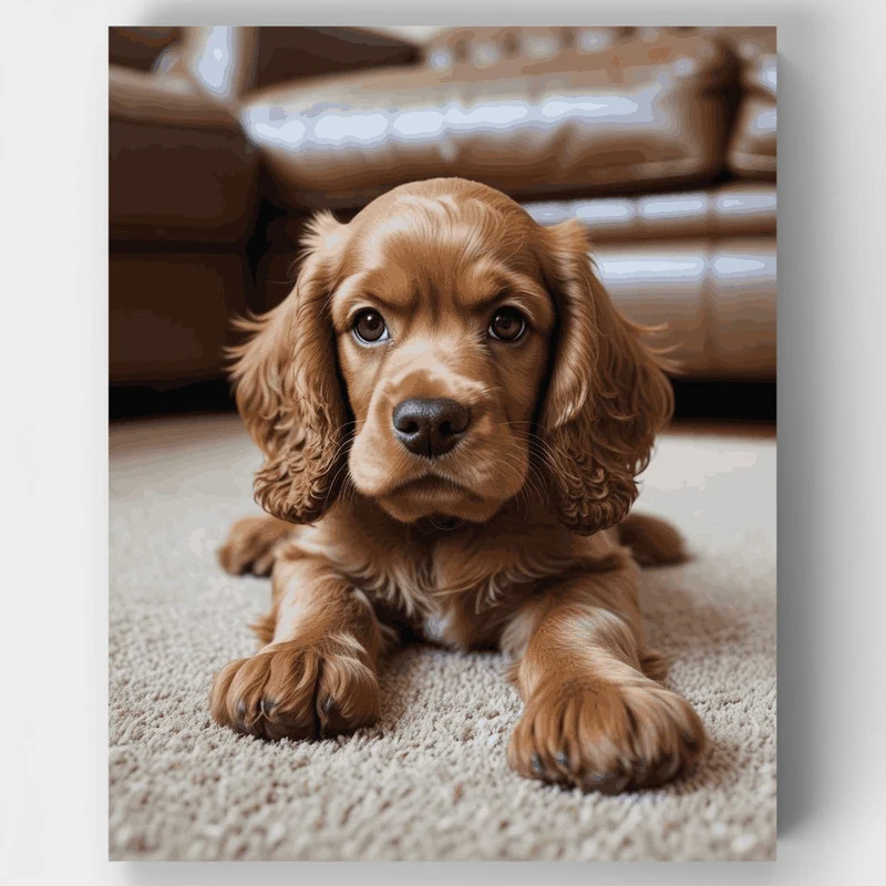 Adorable Cocker Spaniel Puppy - Paint by Numbers Kit