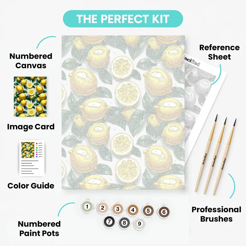 Vibrant Lemon Pattern - Paint by Numbers Kit