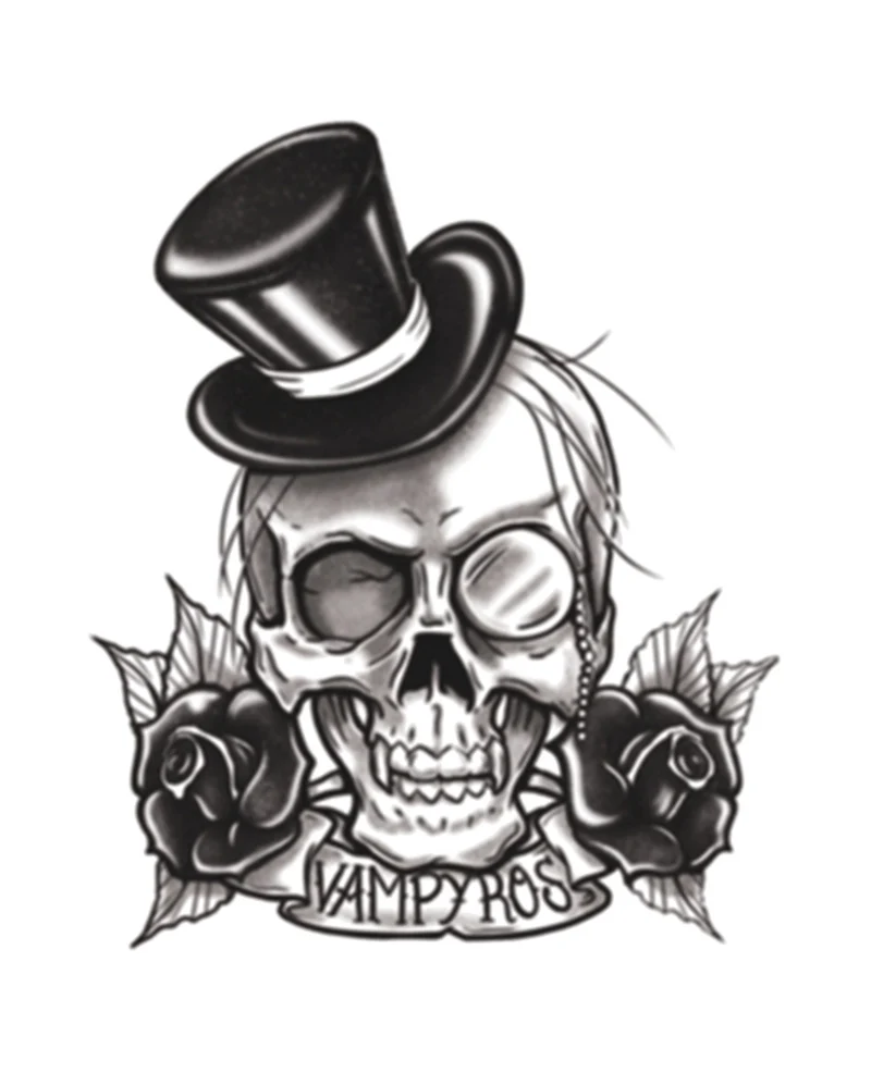 Gothic Klebetattoo Vampyros Totenkopf