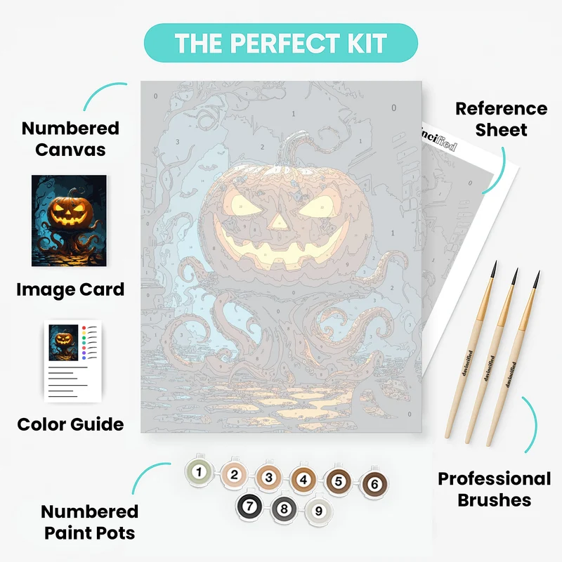 Pumpkin Octopus Halloween Monster - Paint by Numbers Kit