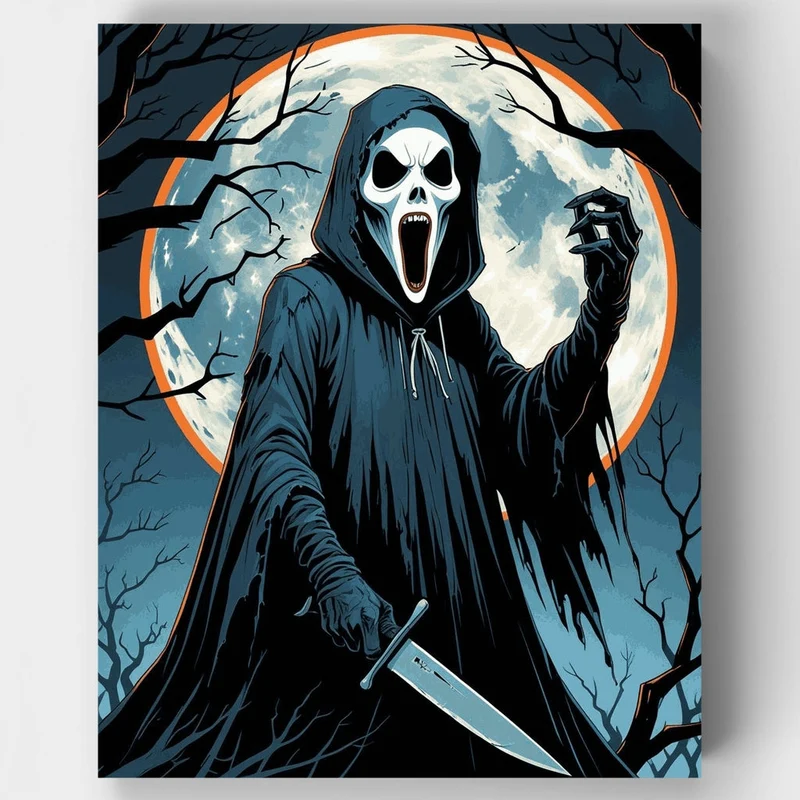 Ghostface Reaper Under Full Moon - Paint by Numbers Kit