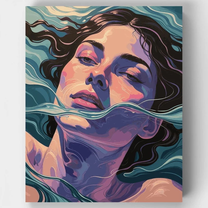 Dreamy Underwater Woman Portrait - Paint by Numbers Kit