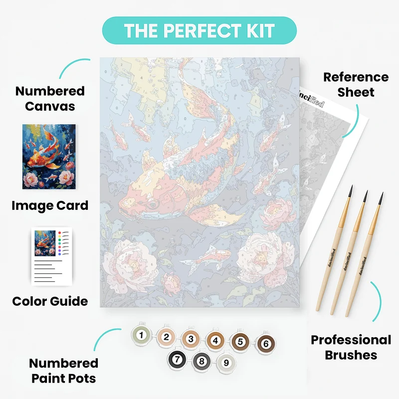 Vibrant Koi Fish Underwater Garden - Paint by Numbers Kit