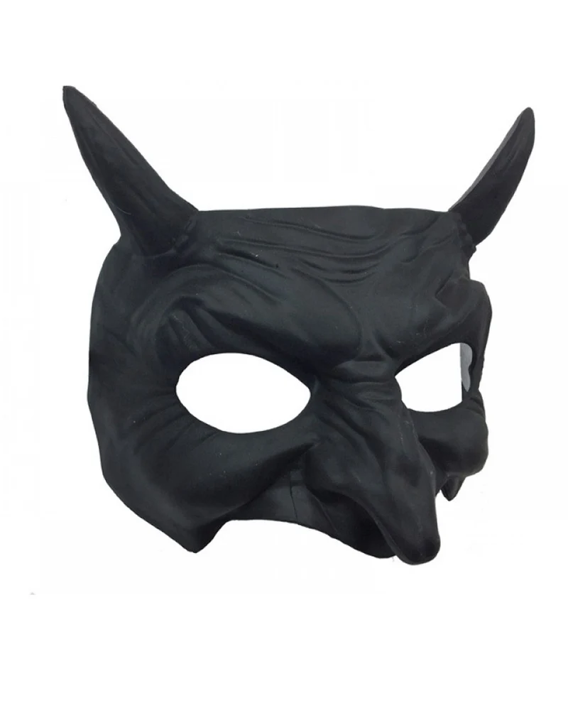 Schwarze Teufels Halbmaske mit Hörner