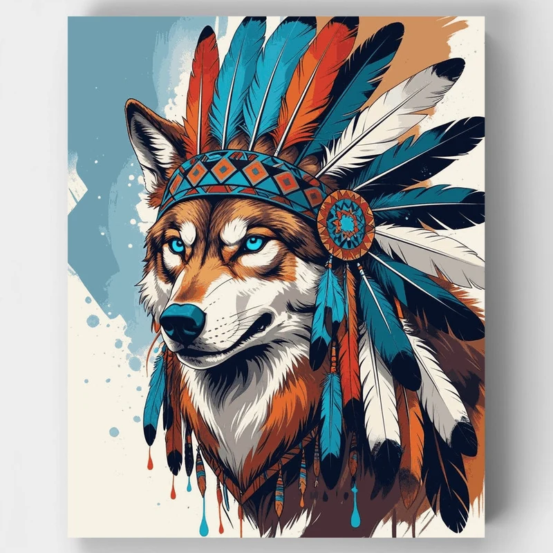 Native American Wolf Spirit - Paint by Numbers Kit