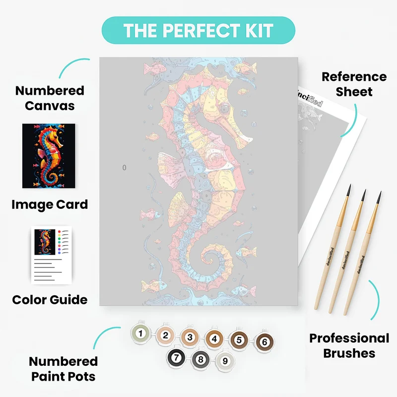 Vibrant Seahorse Underwater Fantasy - Paint by Numbers Kit