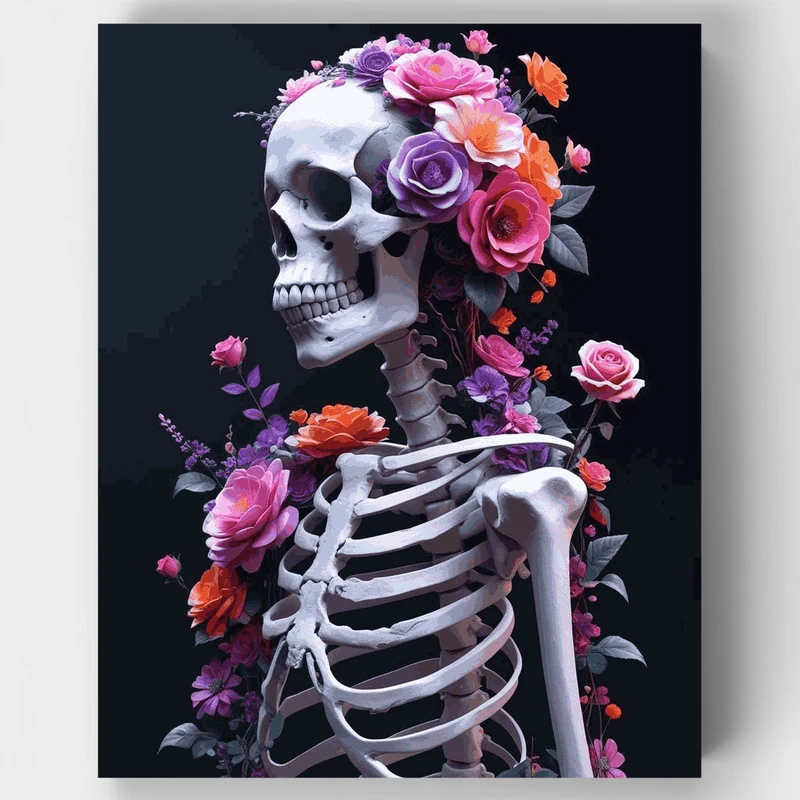 Floral Skeleton Art - Paint by Numbers Kit