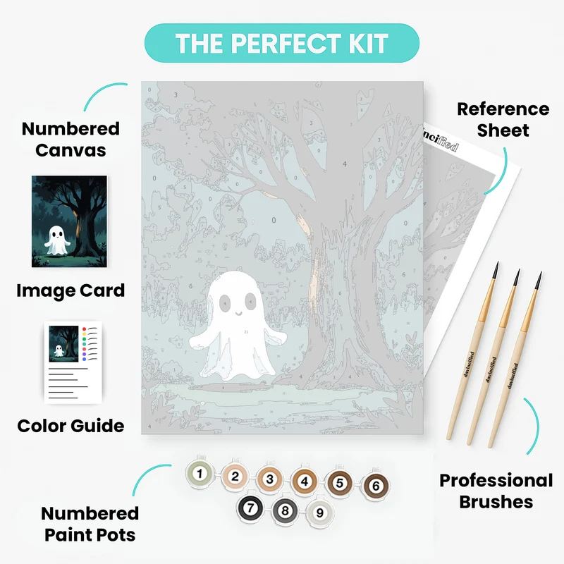 Friendly Ghost in Enchanted Forest - Paint by Numbers Kit