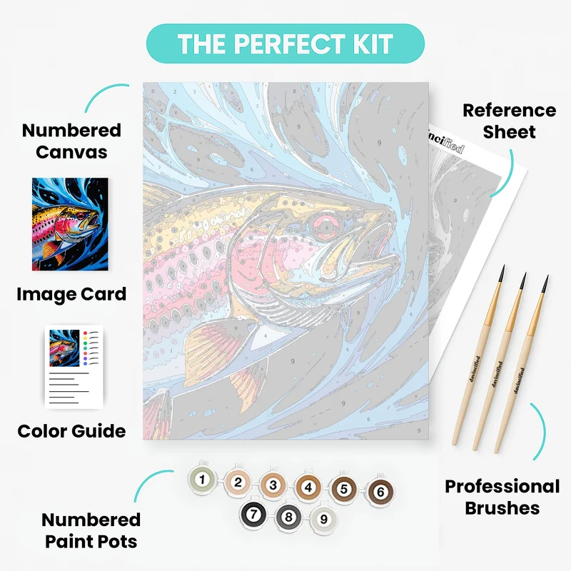 Vibrant Trout in Rushing Waters - Paint by Numbers Kit