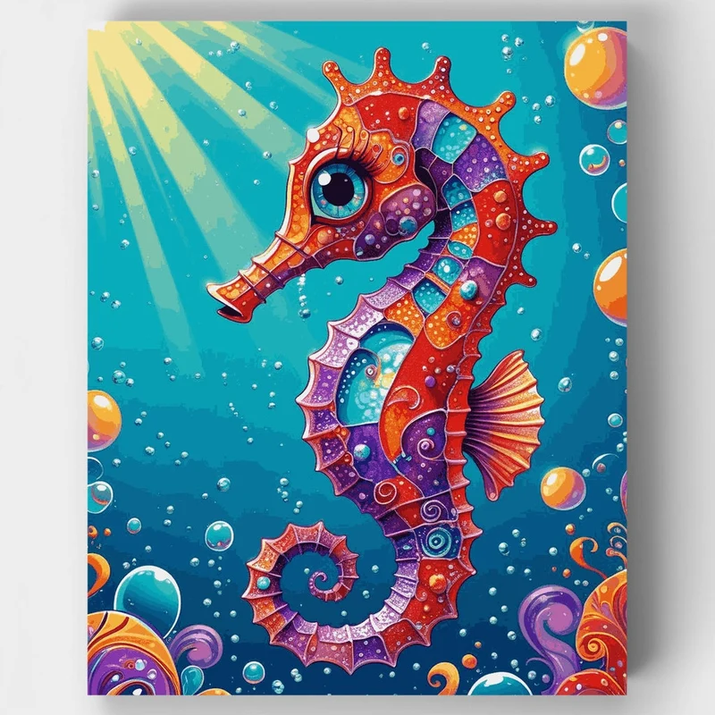 Vibrant Seahorse Underwater Adventure - Paint by Numbers Kit