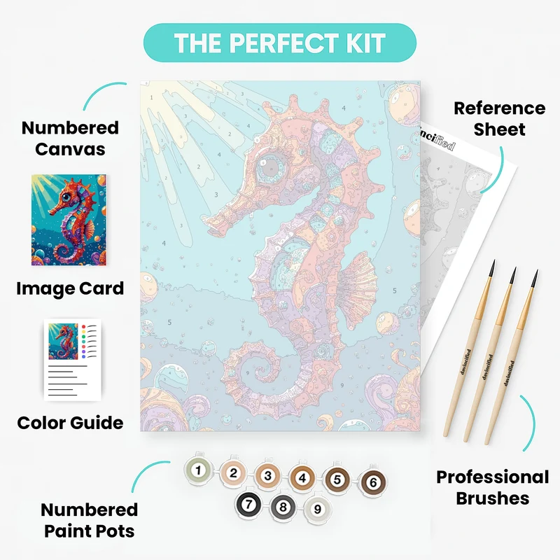Vibrant Seahorse Underwater Adventure - Paint by Numbers Kit