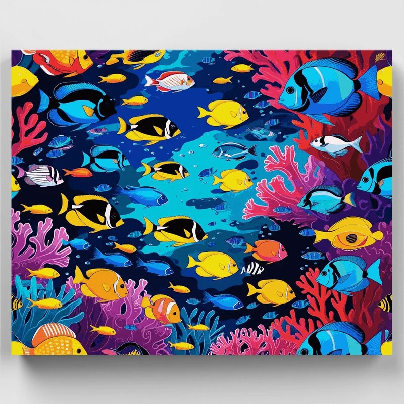 Vibrant Coral Reef Fish - Paint by Numbers Kit