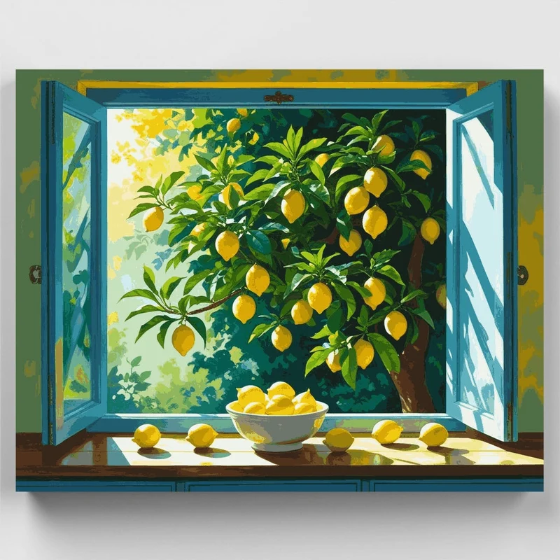 Lemon Tree Window View - Paint by Numbers Kit