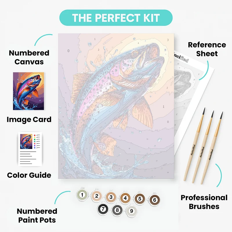 Vibrant Trout Leap - Paint by Numbers Kit